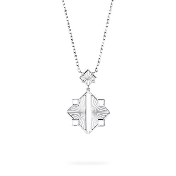 Guilloch&eacute; Sterling Silver Drop Pendant Necklace